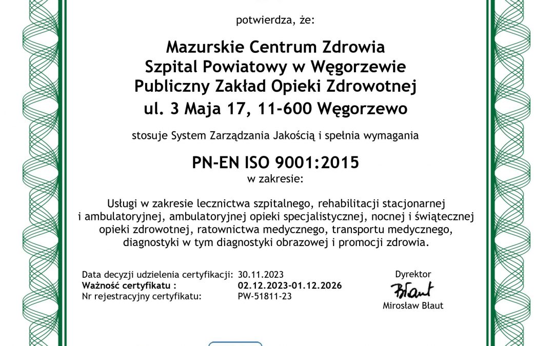 Certyfikacja ISO 9001:2015